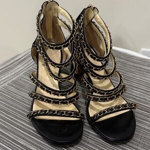 Chanel Black and Gold Women's Sandals